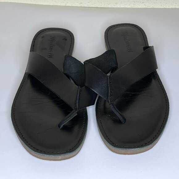 Madewell The Boardwalk Chunky Thong Sandal • Black Size 7.5 leather flats - Picture 2 of 8